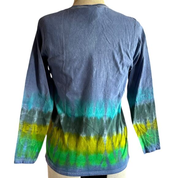 Womens Shirt Size Medium Blue Tie Dye Indie Bohemian Trippy Hippy Handcrafted - Picture 4 of 9